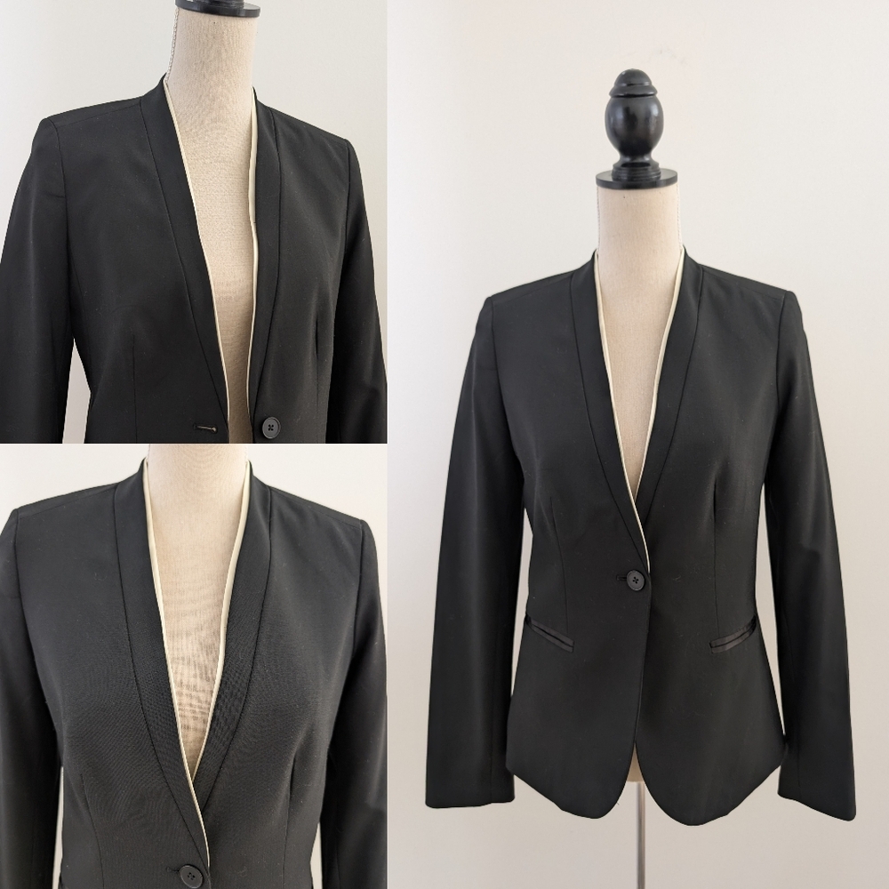 Like New GAP Satin Trim Lapel Tailoeed Suit Jacket Blazer